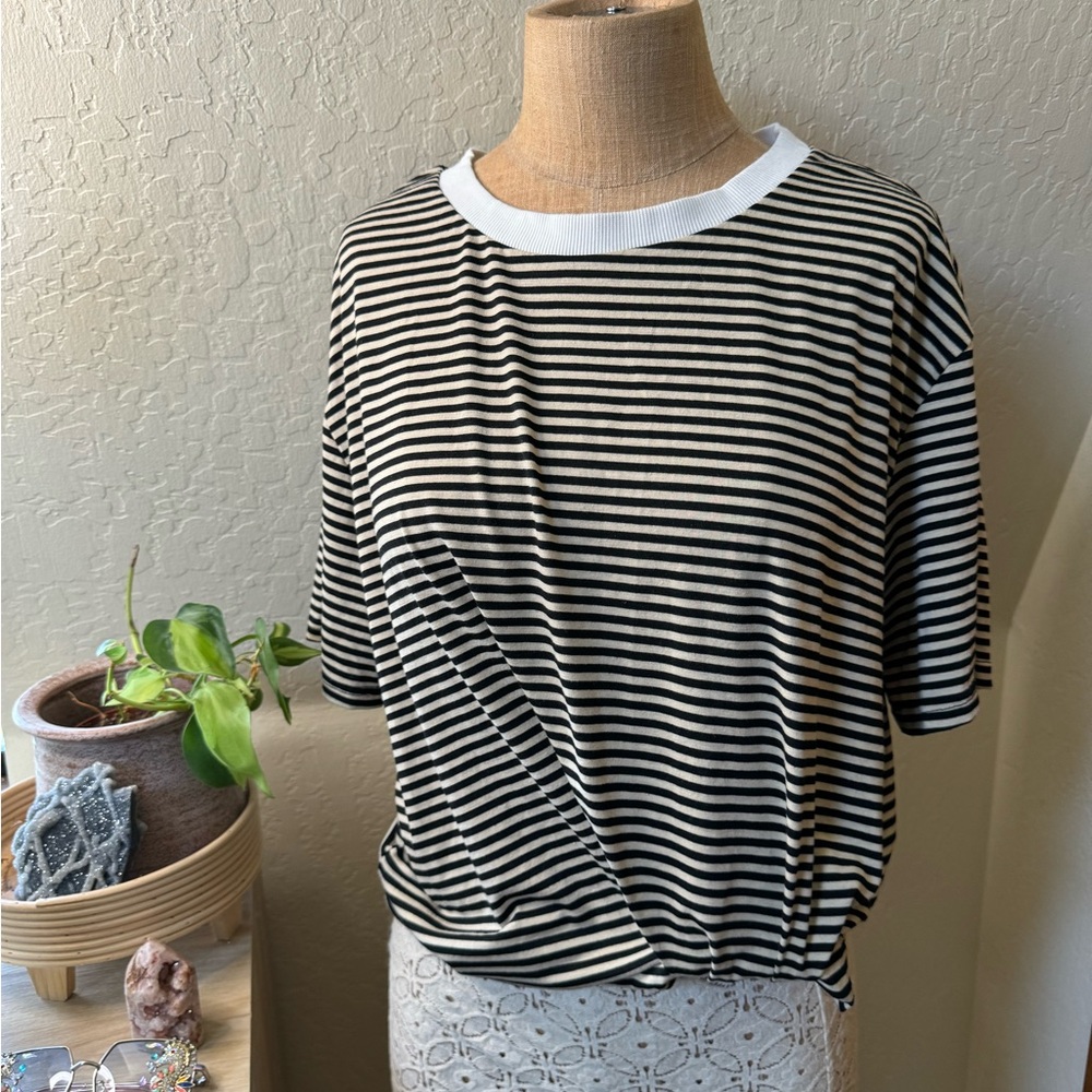 Striped Black and White Women's Top